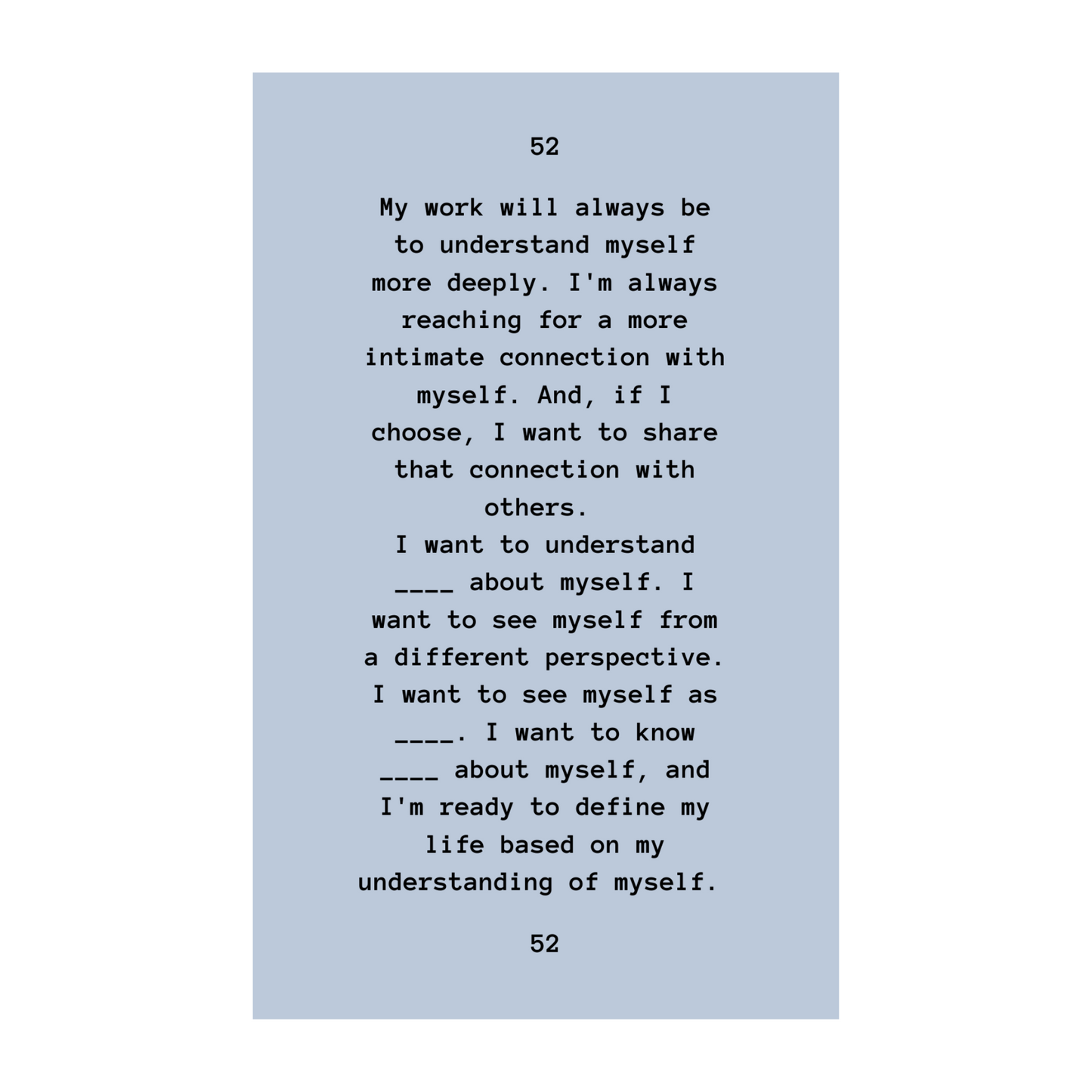 "Dear Self," Prompt Card Deck - 52 Card Deck